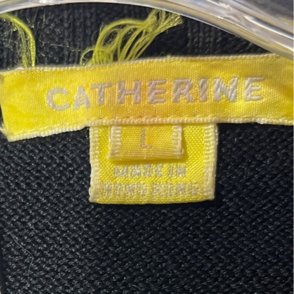 Catherine Black Silk Cardigan With Floral Embroidery & Button Front Size L 22L - Picture 6 of 6